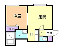 セラヴィ13．8 1階1LDKの間取り