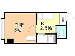 クロスコート 4階1Kの間取り