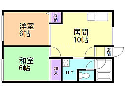 シティハイムＮ3．23 2階2LDKの間取り