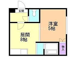 エスポアール53 4階1LDKの間取り