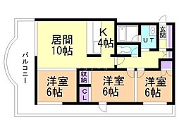 ダイナスティパレスフジイ1020第6ふじい宅建ビル 3LDKの間取図画像
