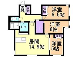 レブニーズ ザ・レジデンス 宮の森 3LDKの間取図画像