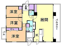 桂和レジデンス円山桜（旧：サムティ円山桜） 2階3LDKの間取り