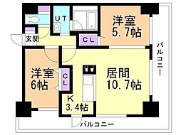 第10旭レジデンス 2LDKの間取図画像