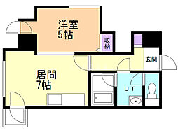 コートロティ大通 1DKの間取図画像