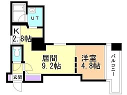 札幌中央レジデンス（旧ＫＷレジデンス札幌中央） 12階1LDKの間取り