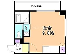円山シャトー桂和医大前（旧カッシーナ医大前） 5階ワンルームの間取り