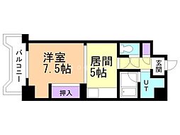 ドミ18ロイヤル 7階1DKの間取り