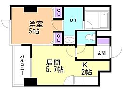 ダイアパレス北三条第二 3階1DKの間取り