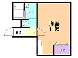 ルピナス7・8 1階ワンルームの間取り