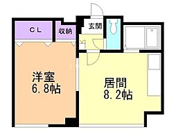 8・4サウンドビル 1LDKの間取図画像