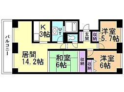 サーム北6条 7階3LDKの間取り