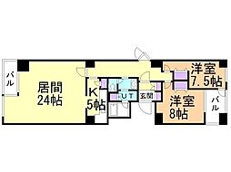 エルミタージュ・ユリ 2LDKの間取図画像