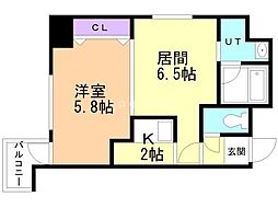 アイビーパレス52 6階1DKの間取り