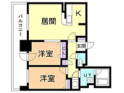 アルファタワー札幌南4条 2階2LDKの間取り