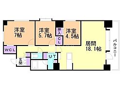 ラ・クラッセ札幌ステーションスクエア 4階3LDKの間取り