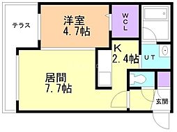 札幌市中央区南二十三条西7丁目マンション 1LDKの間取図画像