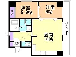 ライオンズマンション第8大通 8階2LDKの間取り
