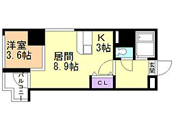カルフール大通東 4階1LDKの間取り