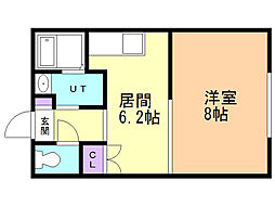 ワイ:フラット 1DKの間取図画像