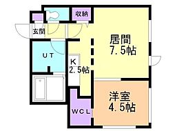 ＣＧ　ＨＯＭＥＳ　南5条 5階1LDKの間取り