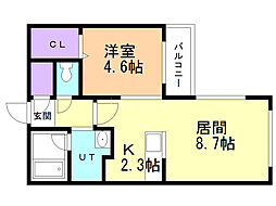 セントフィールドＮｏｒｔｈ4 3階1LDKの間取り