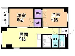 ネスト南13条 2DKの間取図画像