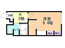 レオパレスリべェール 1階1Kの間取り
