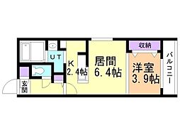 札幌市営東西線 西18丁目駅 徒歩8分の賃貸マンション 4階1LDKの間取り