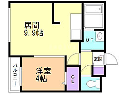 ガイアールＳ6 5階1DKの間取り