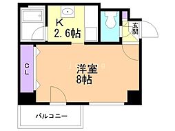 サンライト南5条 4階1Kの間取り