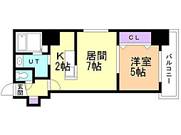 椿ガーデン 4階1LDKの間取り