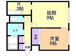 スカイハイツ伏見 1LDKの間取図画像