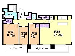 リビオ中島公園アルファタワー 3LDKの間取図画像