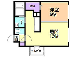 モルティーニ南円山 1LDKの間取図画像