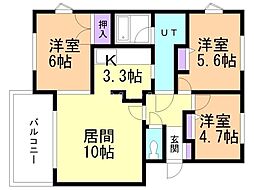 旭ケ丘ガーデンヒルズ 3LDKの間取図画像
