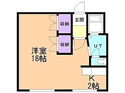 レジデンスふれあい 1Kの間取図画像