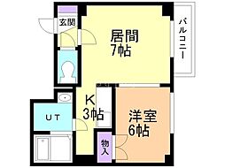 島田ハイツ 1LDKの間取図画像