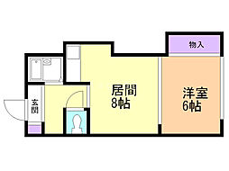 宮の森ハイツ 1LDKの間取図画像