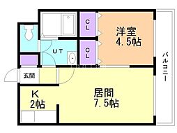 エクセランS25 1LDKの間取図画像