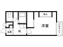 レオパレススターラポラ 1Kの間取図画像
