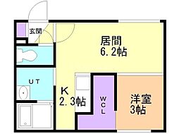 MOOERNON3 1LDKの間取図画像