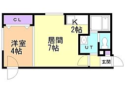 ラフィーネ医大前 1LDKの間取図画像