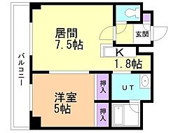 フィオーレクレッシェレ 1LDKの間取図画像