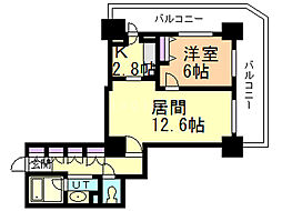 PRIMEURBAN札幌リバーフロント 1LDKの間取図画像