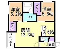 CGHOMESミナミ11 2LDKの間取図画像