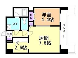 RESIDIASAPPORO-EKIMAE 1LDKの間取図画像