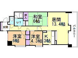 ローヤルハイツ南9条3号館 3LDKの間取図画像