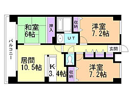 クレア旭ヶ丘 3LDKの間取図画像
