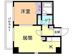 クレインコート 1LDKの間取図画像